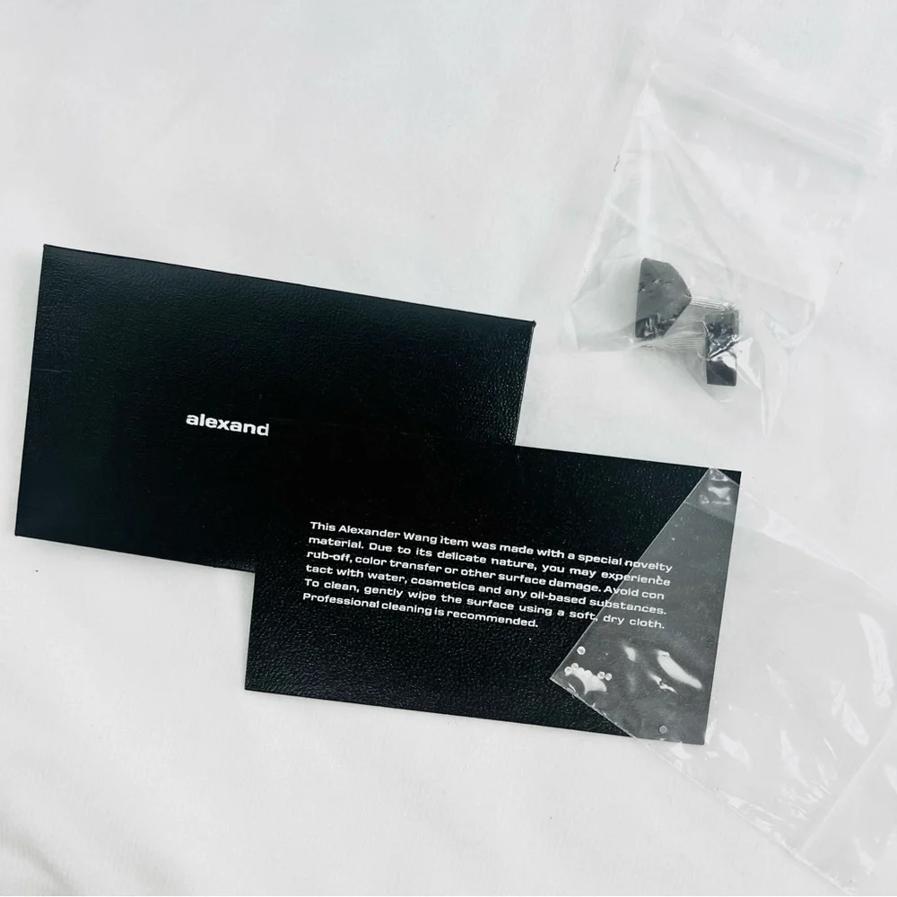 Alexander Wang Delphine Black Satin Crystal Logo Stiletto Pumps Heels 4” 39.5 - Picture 3 of 16